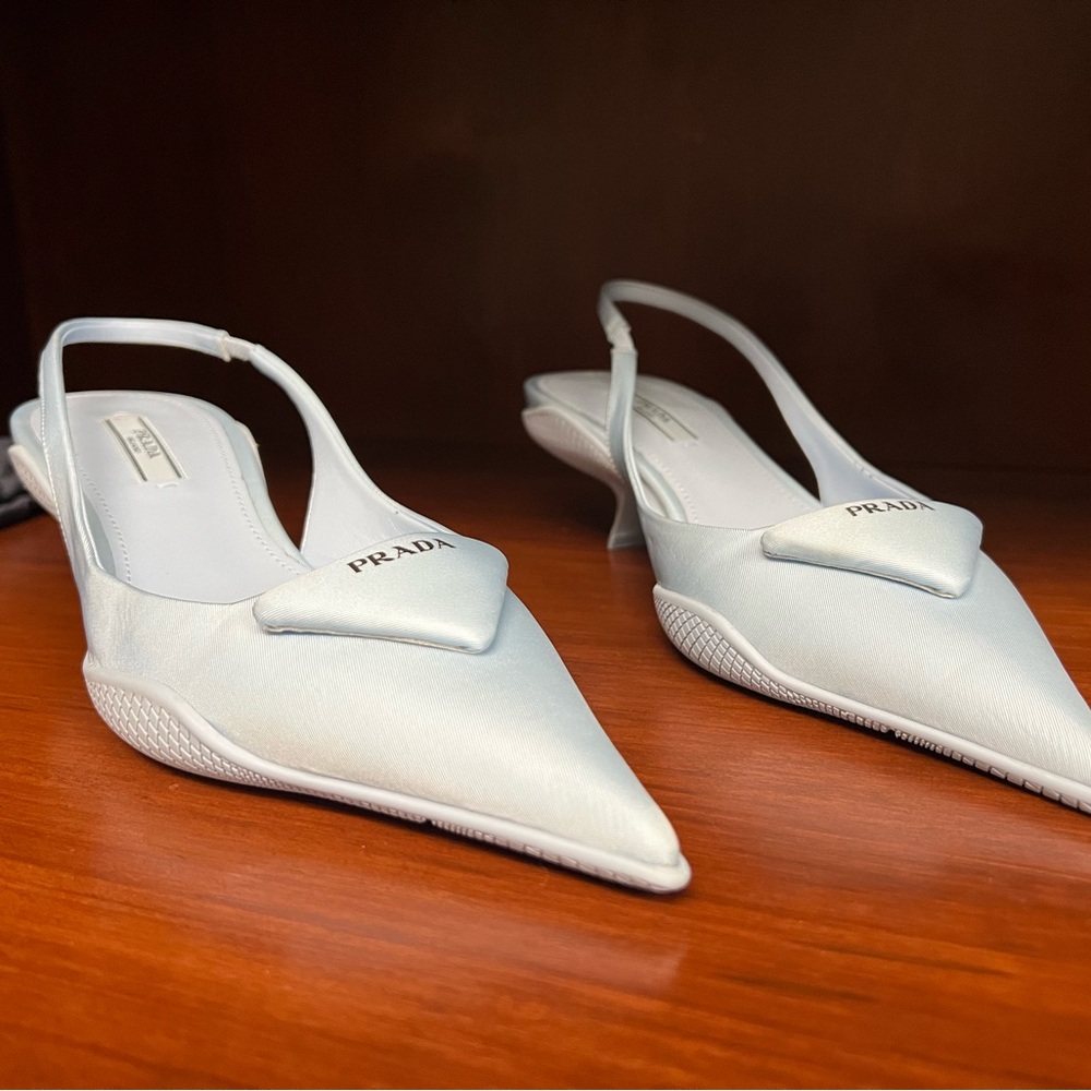 New Prada Gabardine light blue slingback heel 37 - Picture 6 of 10